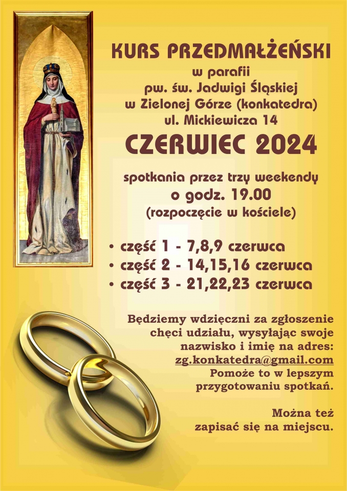Kurs przedmałżeński w parafii pw. św. Jadwigi Śląskiej w Zielonej Górze