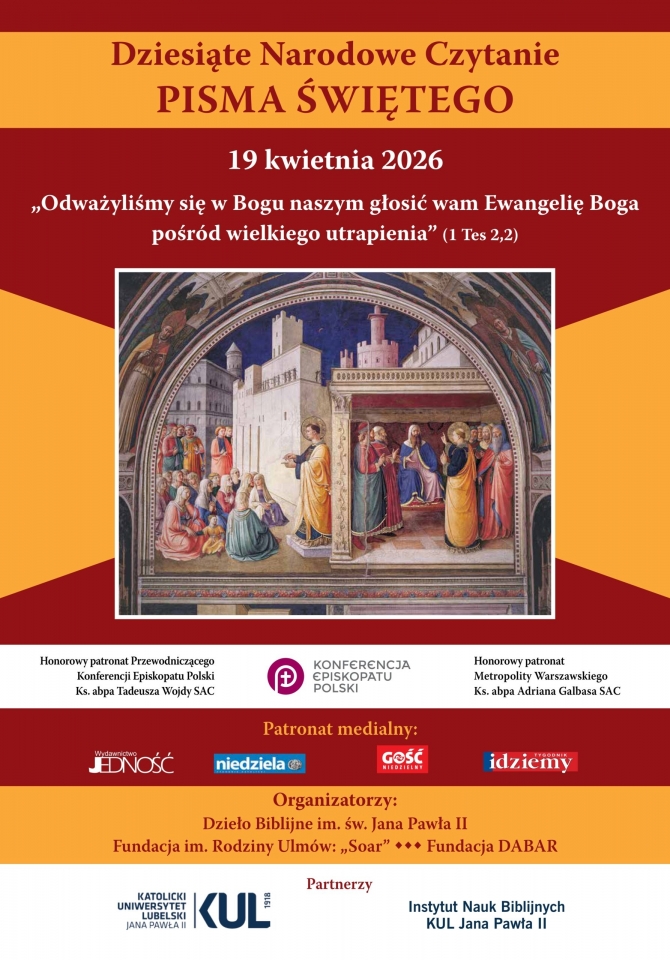 19 kwietnia 2026<br />
Dziesiąte Narodowe Czytanie<br />
PISMA ŚWIĘTEGO